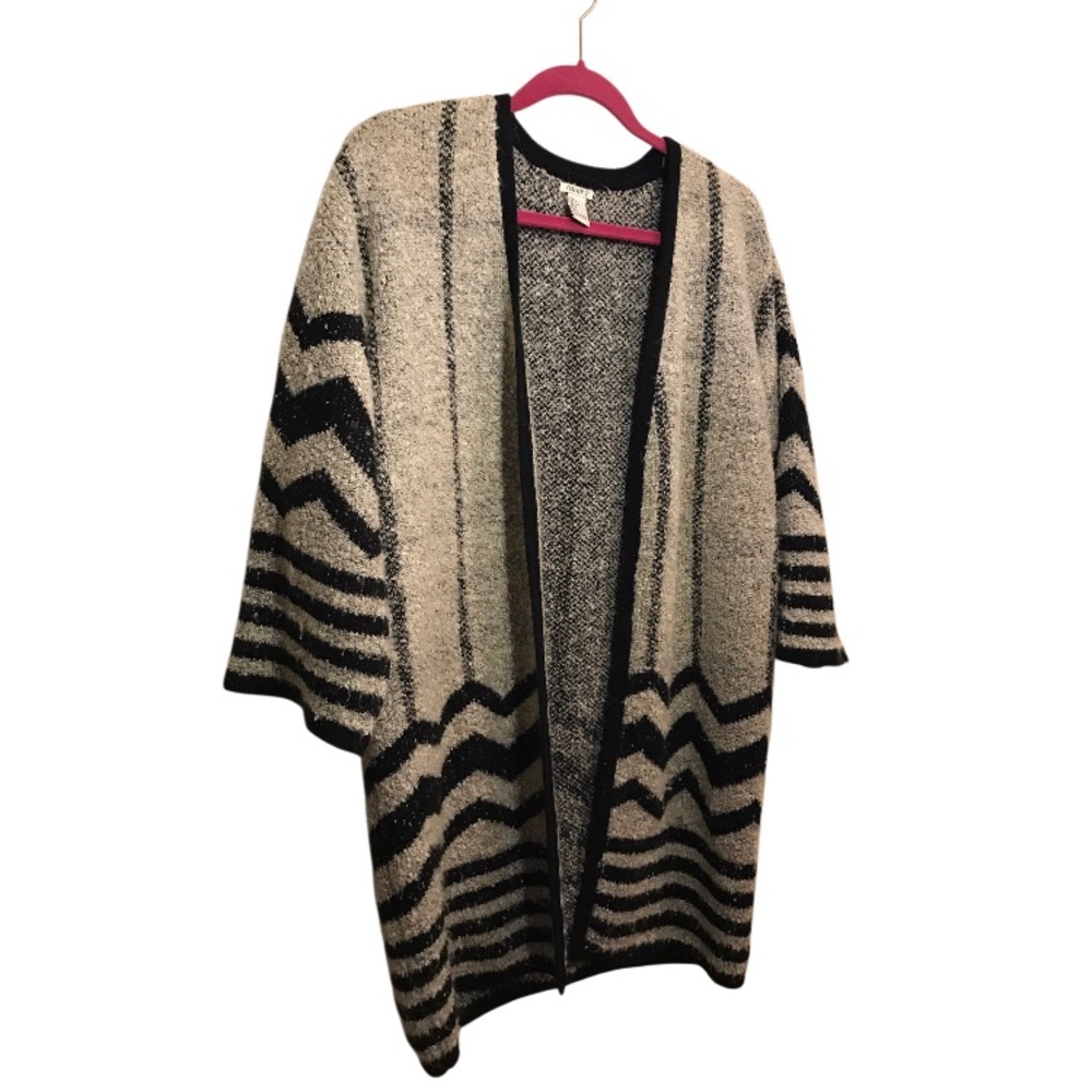 Forever 21 Black and Cream Oversized Women’s Sweater Cardigan Size Large